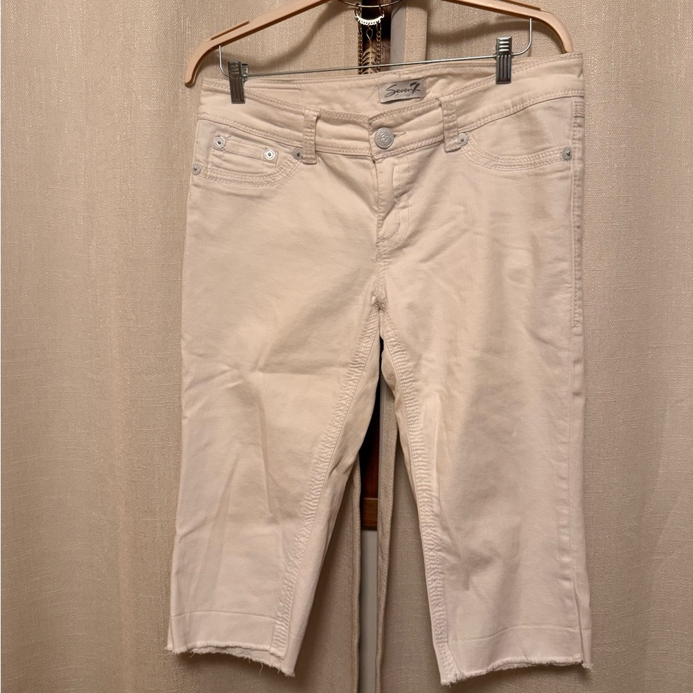 Seven7 Women's Cropped Cream Jeans